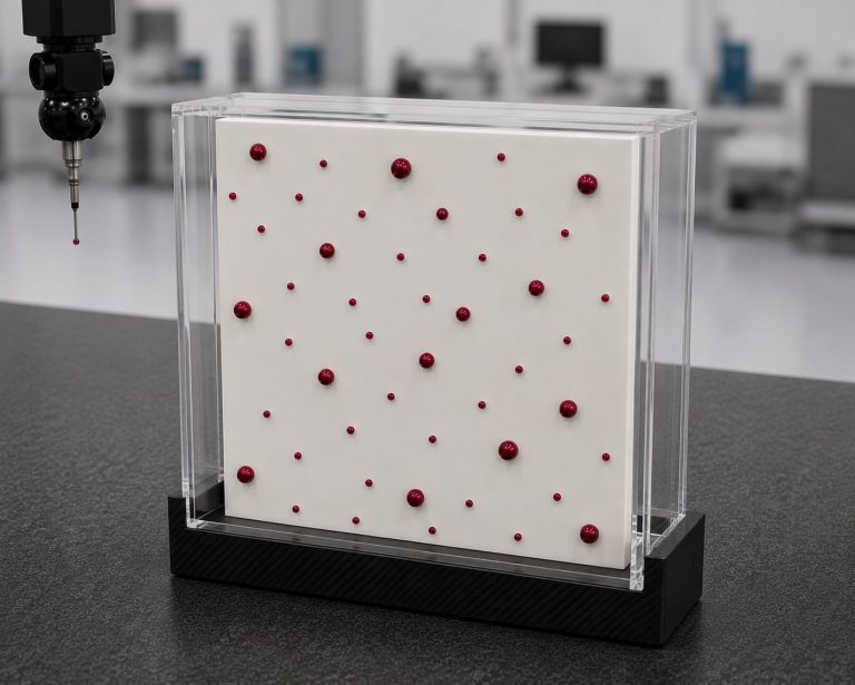 Qopas q-proof für Medizintechnik zur Veranschaulichung in einem Plexiglasgehäuse.