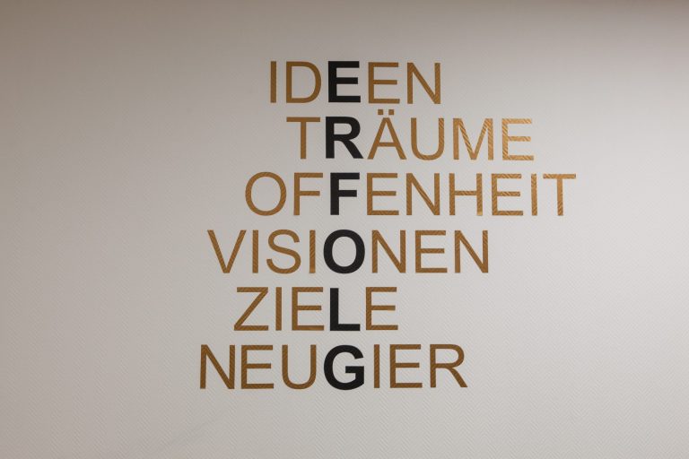 Grafik zur Gründung von QOPAS mit den Begriffen Ideen, Träume, Offenheit, Vision, Ziele und Erfolg