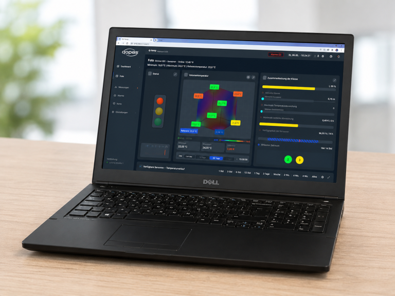 Q-Temp Anwenderschulung mit Systemüberwachung und Auswertung der Messdaten am Laptop