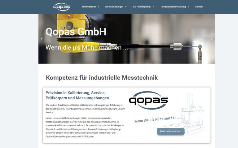Neue Webseite der QOPAS GmbH im überarbeiteten Unternehmensauftritt